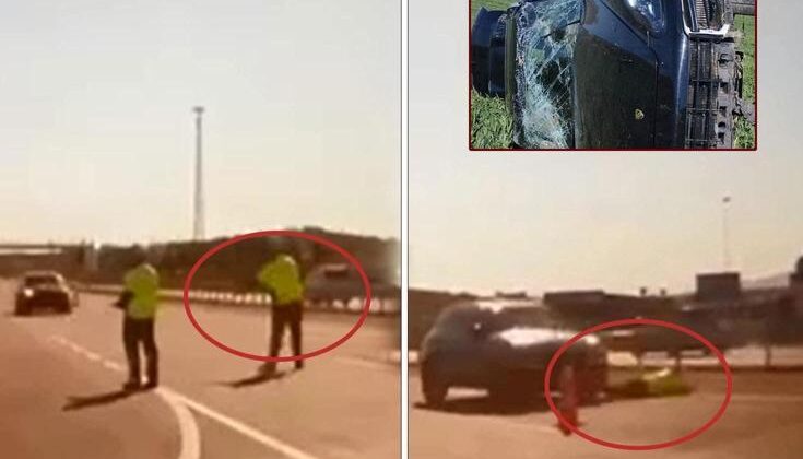 ‘Dur’ ihtarına uymayan trafik magandası polise çarptı